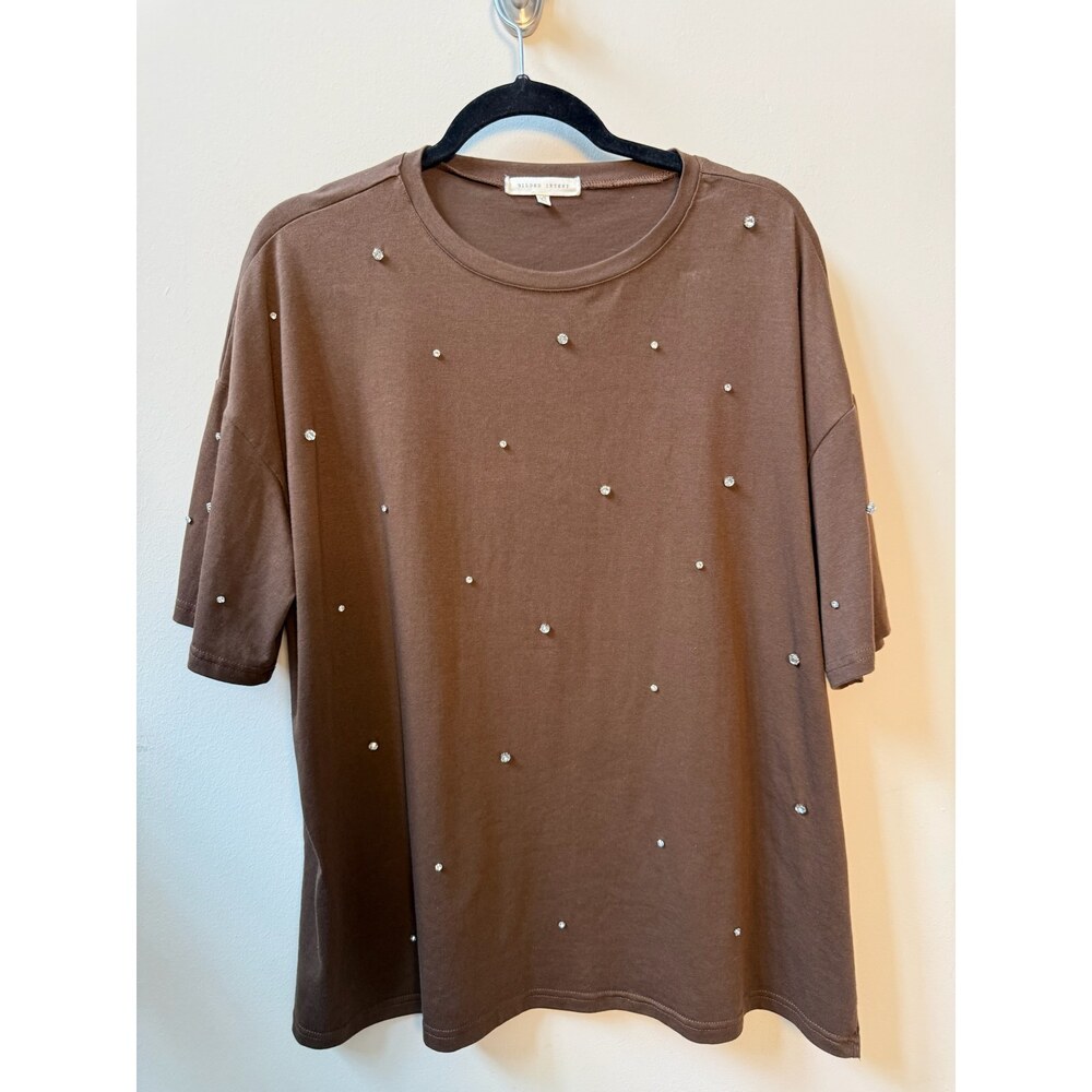 Gilded Intent Brown Rhinestone Embellished Tee